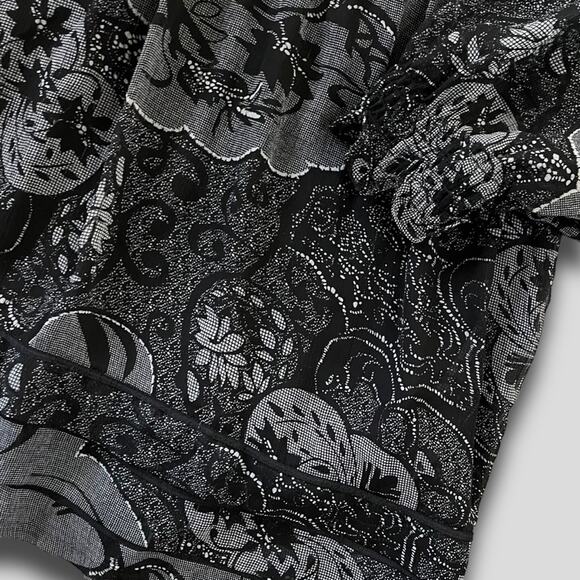 VINTAGE LS EMPIRE WAIST ICE ROSE FLORAL DETAIL BLACK GRAY SIZE LARGE - Picture 7 of 9